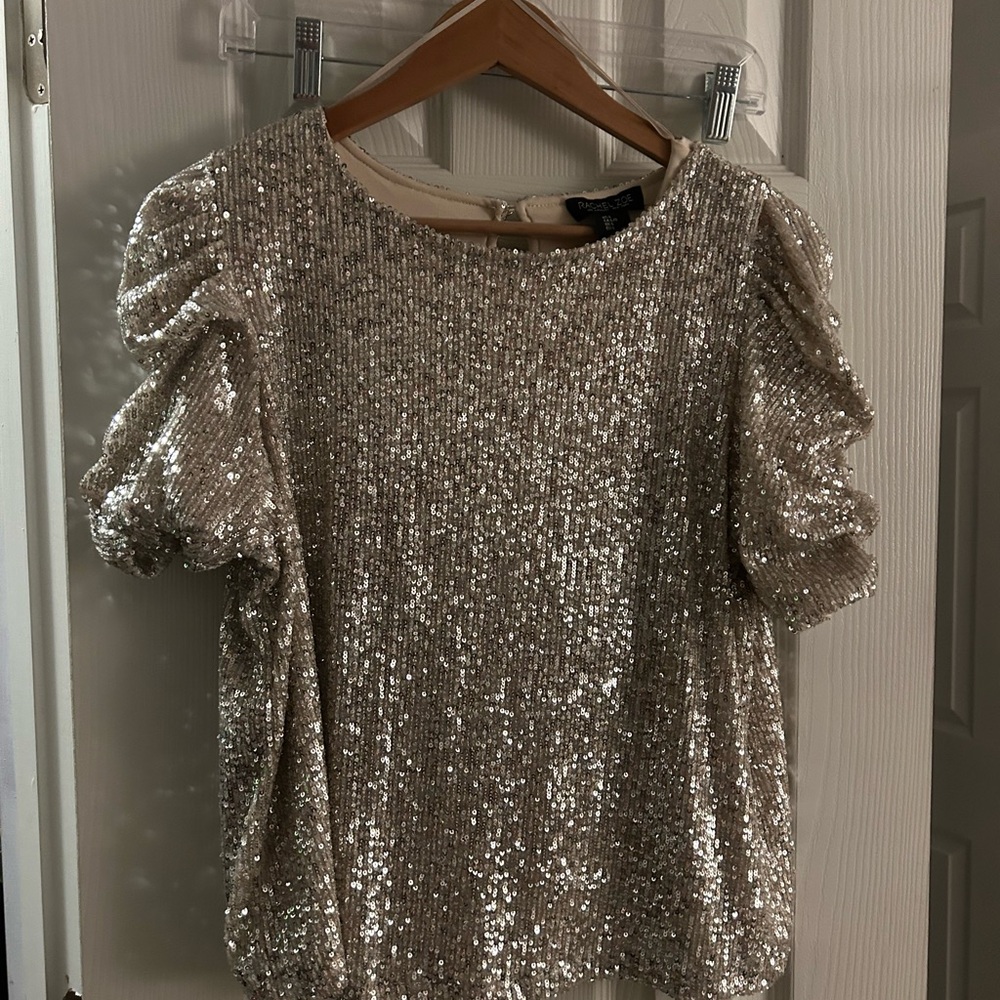 Rachel Zoe Metallic Sequin Blouse